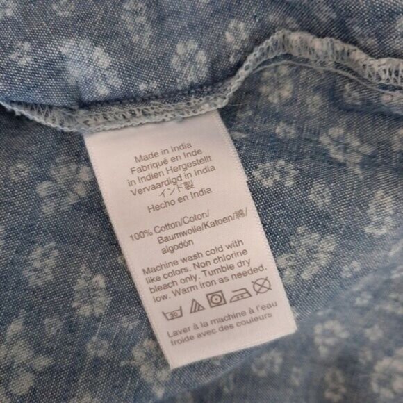 J. CREW Mercantile Floral Faux Wrap Ruffle Dress Chambray Sz XS - Picture 9 of 10